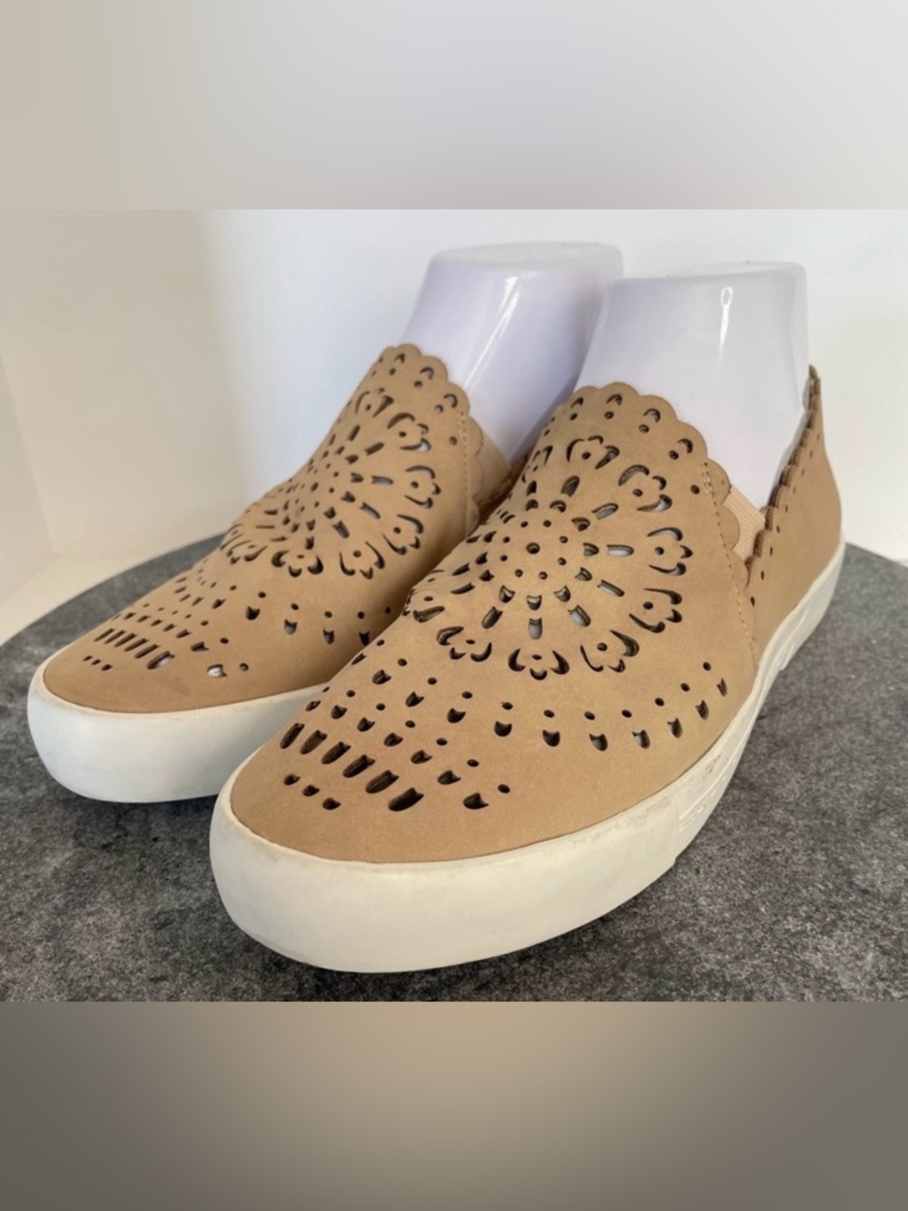Joie Diya Slip On Leather Shoes Perforated Tan Leather